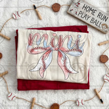 Load image into Gallery viewer, Mama or Mini Baseball Watercolor Bow DROPDOWN TRANSFER HMWK APR 26
