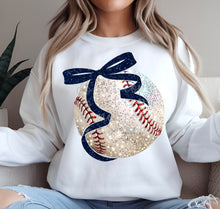 Load image into Gallery viewer, Glitter Baseball Bow Dropdown TRANSFER PARJO FEB 25
