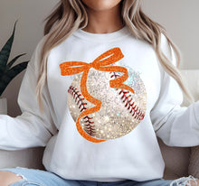 Load image into Gallery viewer, Glitter Baseball Bow Dropdown TRANSFER PARJO FEB 25
