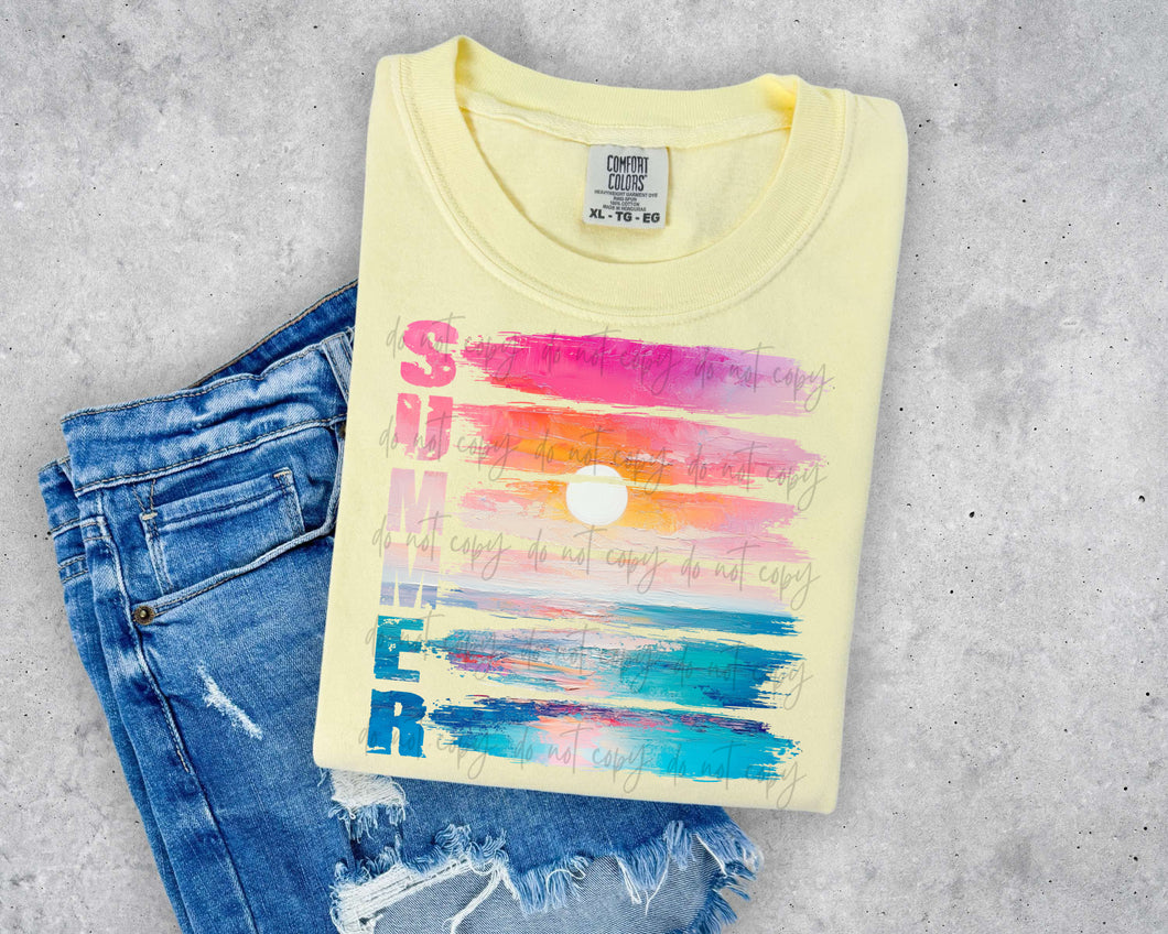 Summer Watercolor Sunset TRANSFER