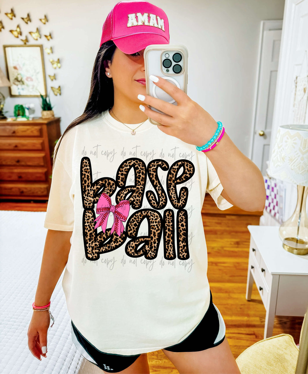Baseball Leopard With Pink Bow TRANSFER JBD JAN/FEB 25