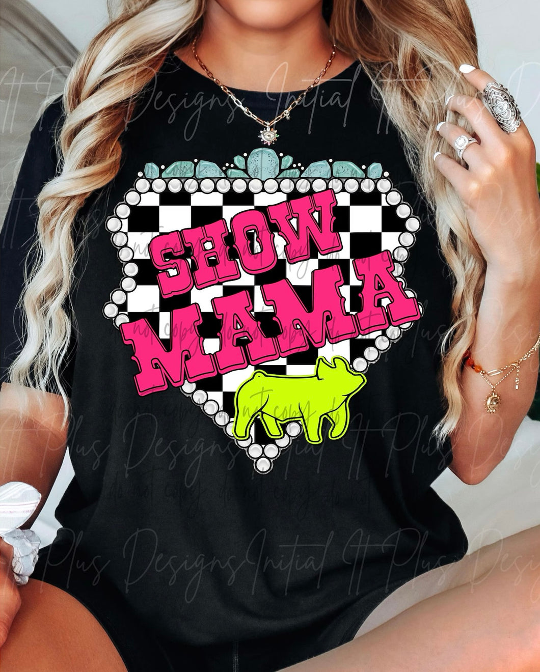 Show Mama Checkered Turquoise TRANSFER