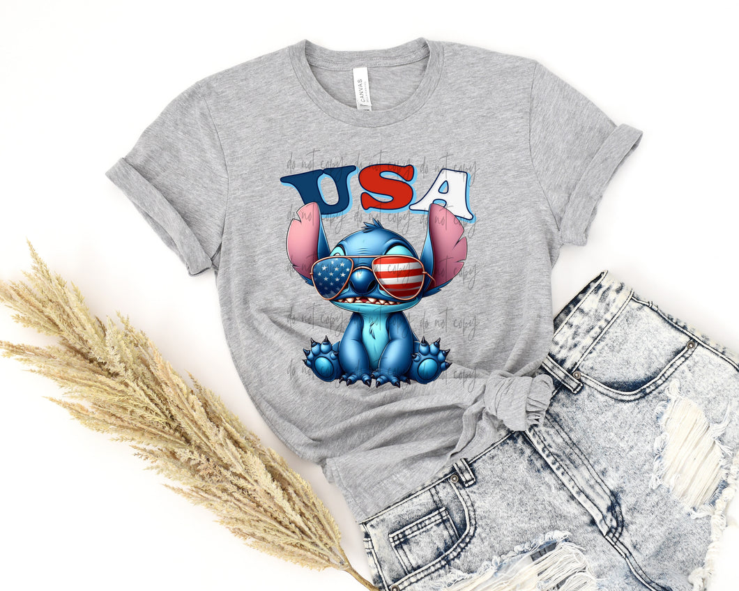 USA Flag Glasses Blue Guy TRANSFER