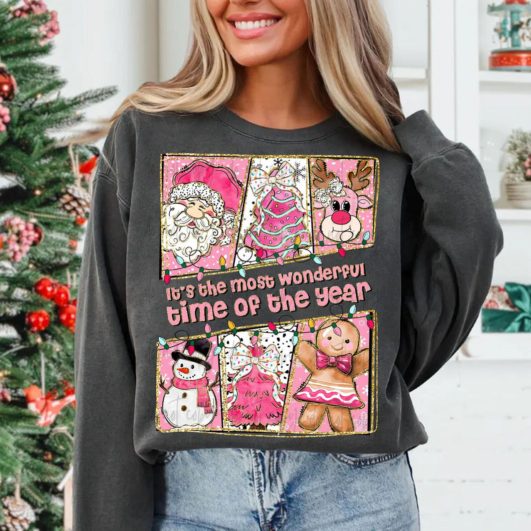 Most Wonderful Time Of The Year Pink Collage TRANSFER