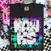 Load image into Gallery viewer, Colorful Checkered Mascot Stars Distressed Dropdown TRANSFER
