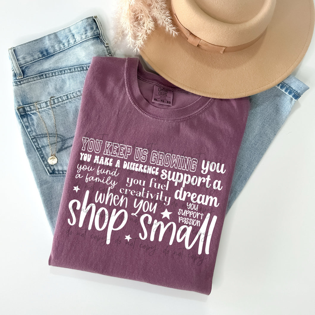 Shop Small You Keep Us Growing Color Dropdown TRANSFER SCAR NOV 25