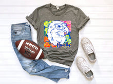 Load image into Gallery viewer, White Groovy Floral Mascots Dropdown TRANSFER SCG MAY
