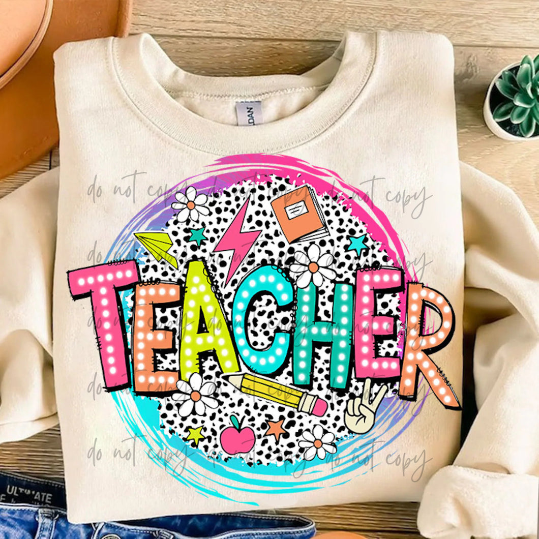 Teacher Bright Dotted Circle TRANSFER