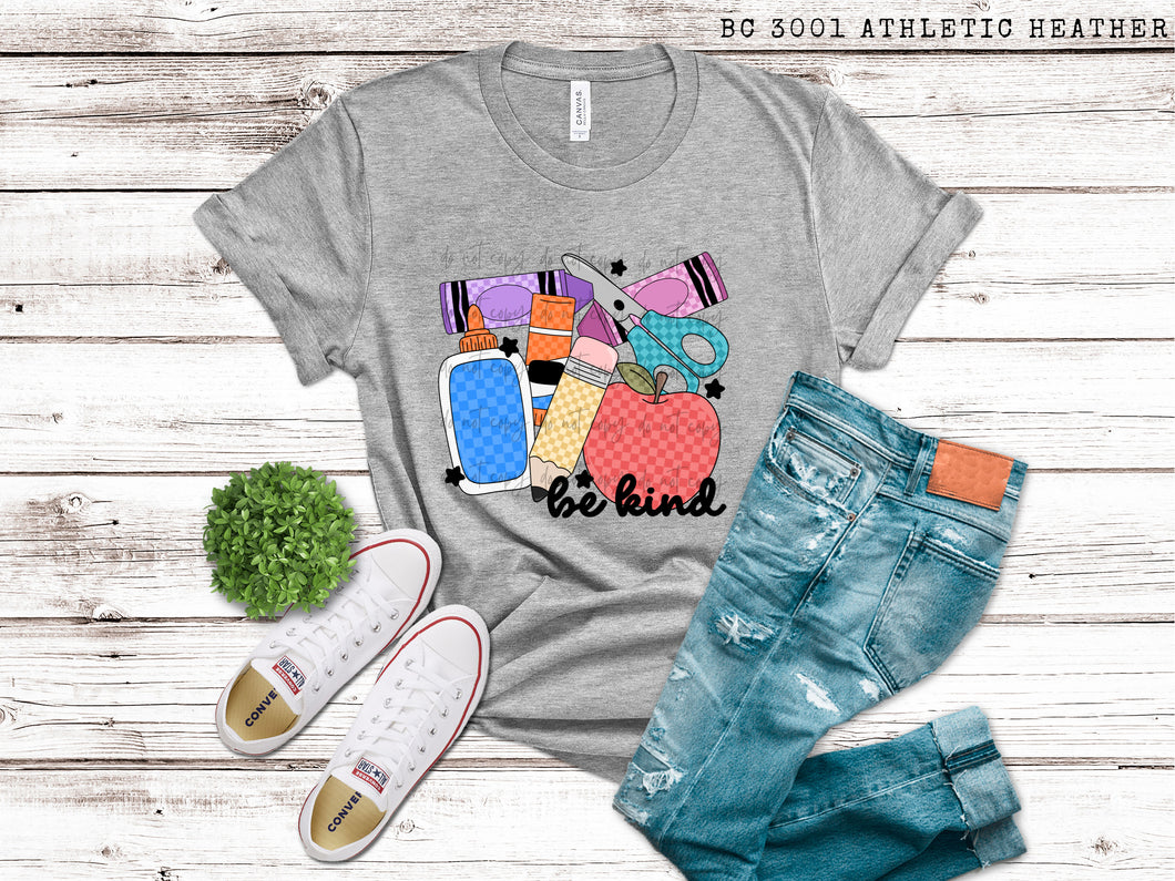 Be Kind Checkered School Supplies TRANSFER SCD