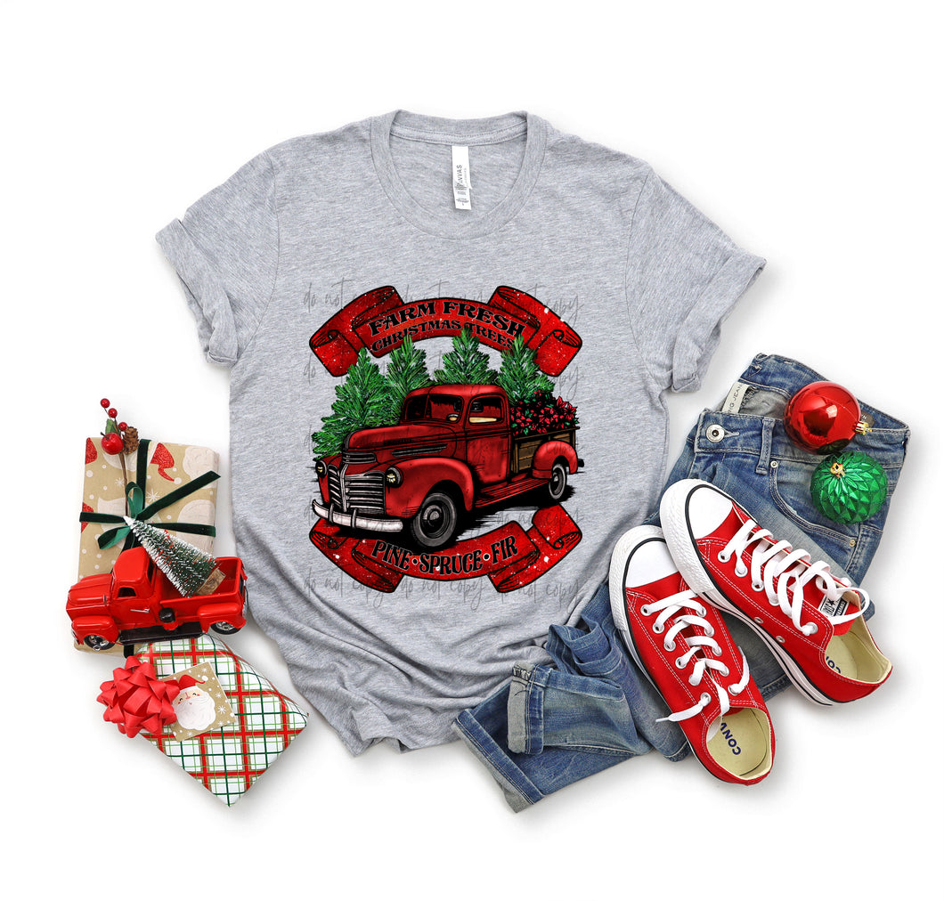 Farm Fresh Christmas Trees Red Truck TRANSFER