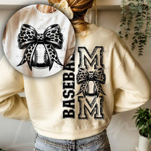 Load image into Gallery viewer, Baseball Or Softball Mom Blk Leopard Bow With Pocket Dropdown TRANSFER
