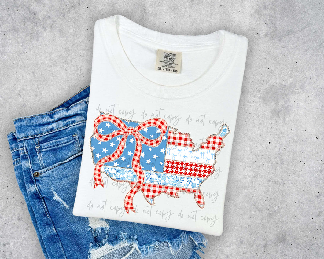 Patchwork Bow USA TRANSFER