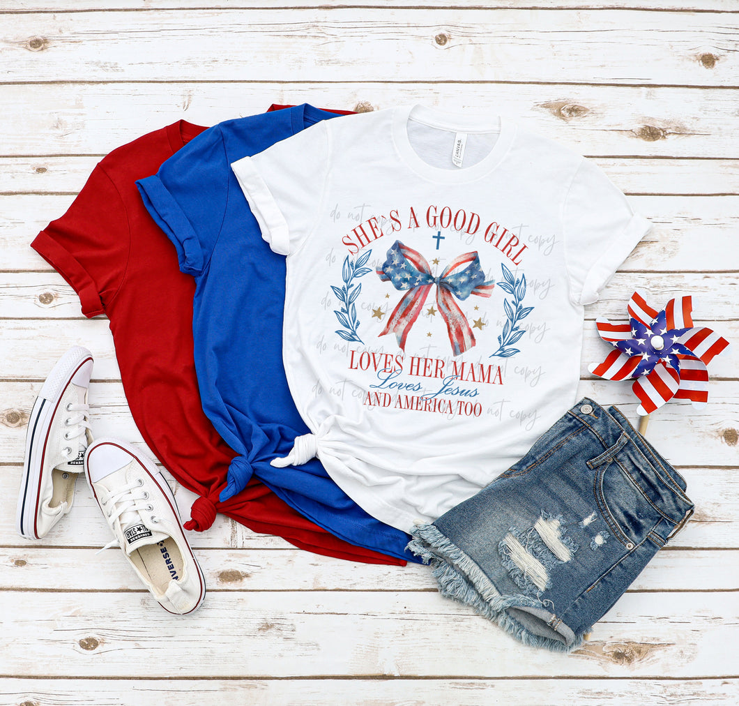 Loves Her Mama Loves Jesus And America Too Coquette TRANSFER