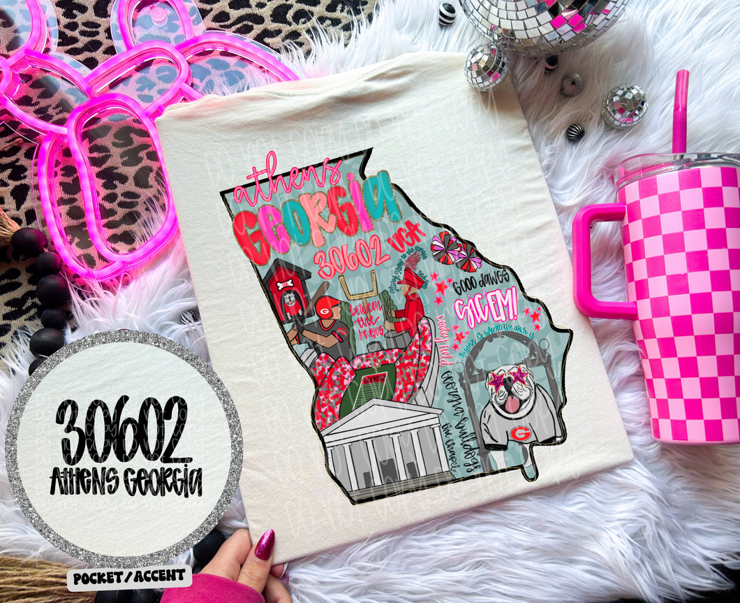 Athens, Georgia Leopard Preppy State With Pocket TRANSFER AJD