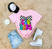 Load image into Gallery viewer, Bright Checker Bow Mascots DROPDOWN TRANSFER ARA JUNE 25
