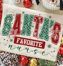 Load image into Gallery viewer, Santa’s Favorite Occupation Checker Bow Dropdown TRANSFER ET NOV 25
