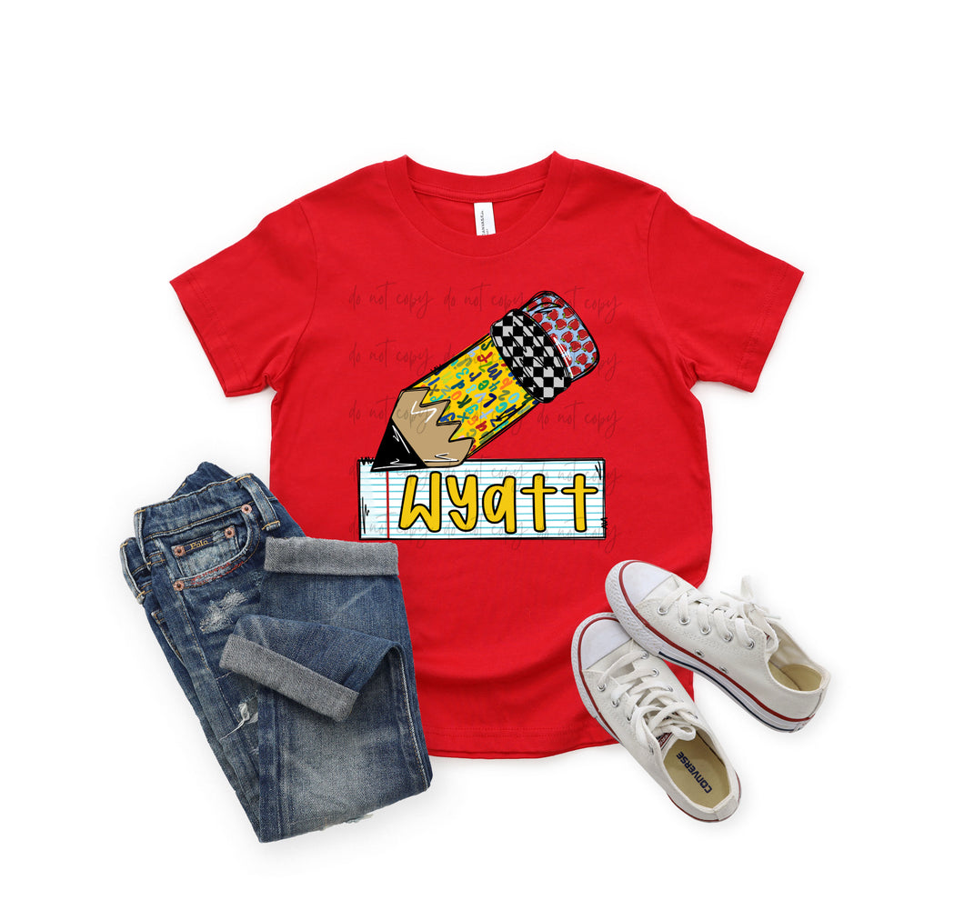 Pencil Blue Apples Customized Name Plate DROPDOWN DTF TRANSFER SPO DEC 25