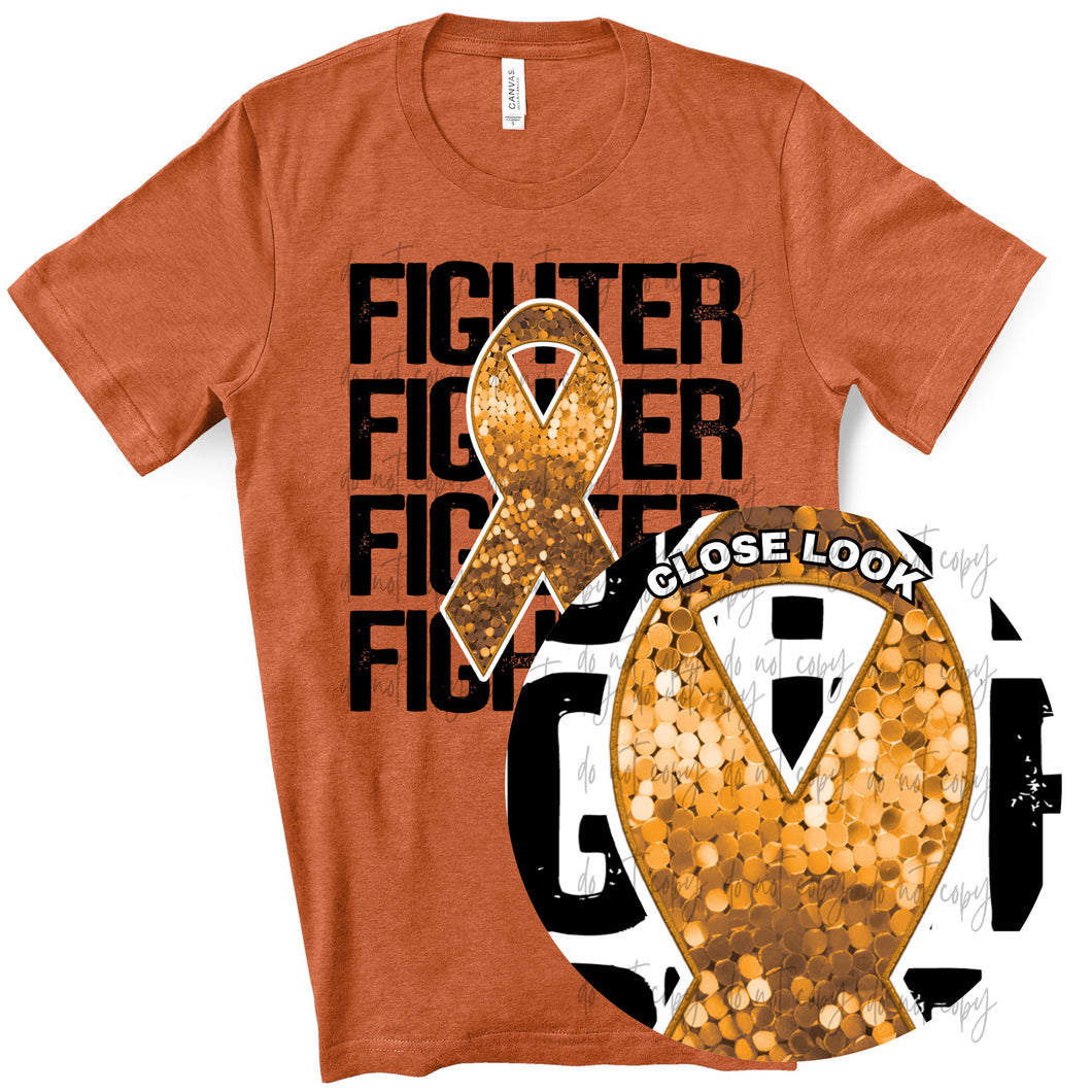 Orange Fighter Stack Faux Embroidery Sequin TRANSFER