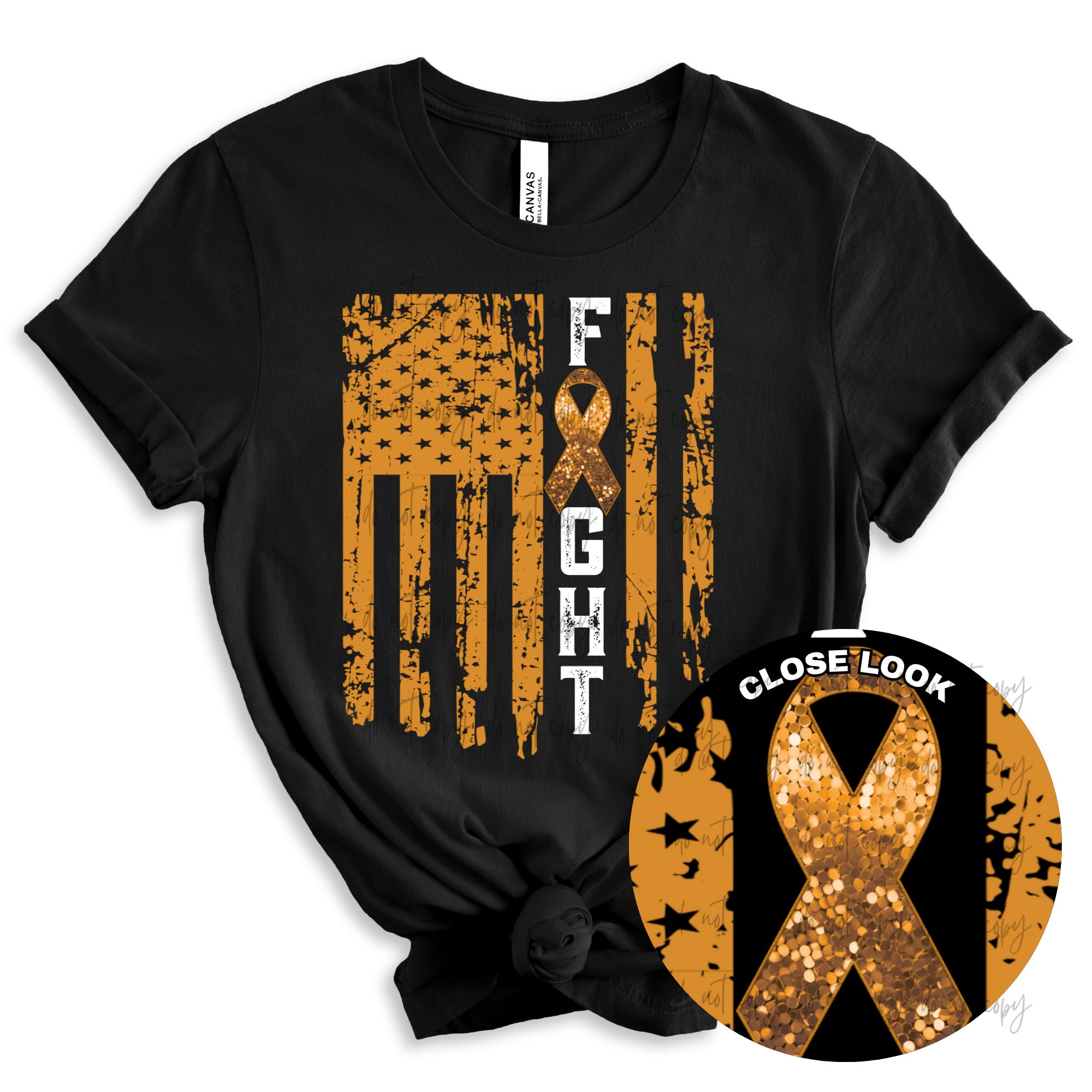Orange Ribbon Fight Flag Faux Embroidery Sequin TRANSFER – Sassy ...