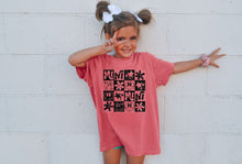 Load image into Gallery viewer, Mama + Mini Happy Star Floral Check Single Color Dropdown BLK TRANSFER SCAR APR 25
