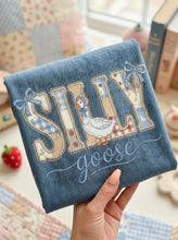 Load image into Gallery viewer, Silly Goose Coquette Bow Faux Embroidery Floral Patchwork TRANSFER ET JUNE 26
