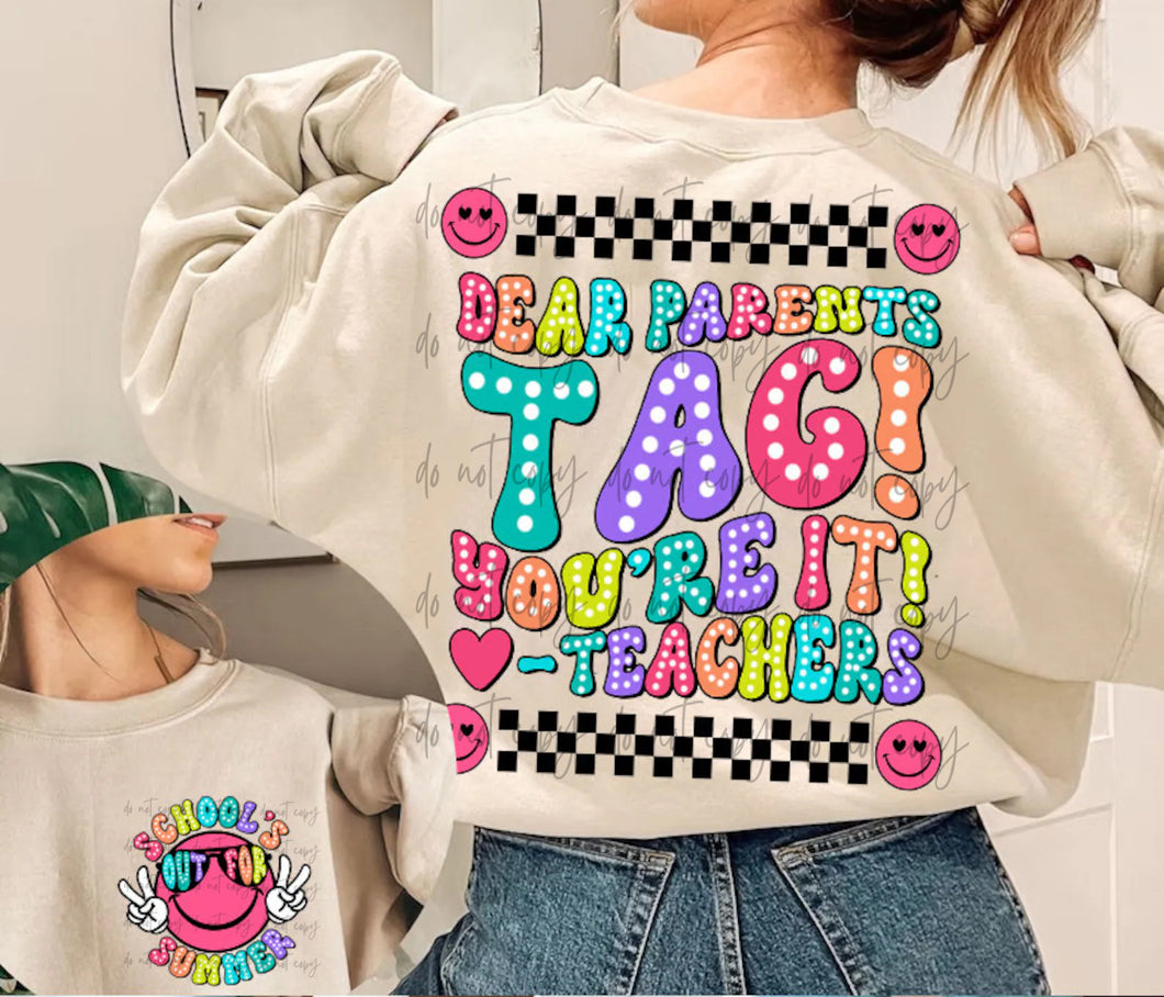 Dear Parents Tag You’re It Bright Dotted With Pocket TRANSFER