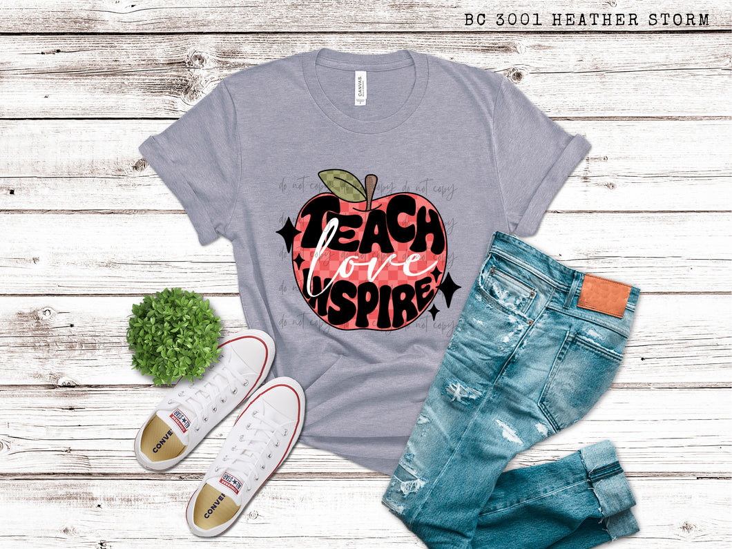 Teach Love Inspire Checkered Apple Red TRANSFER SCD