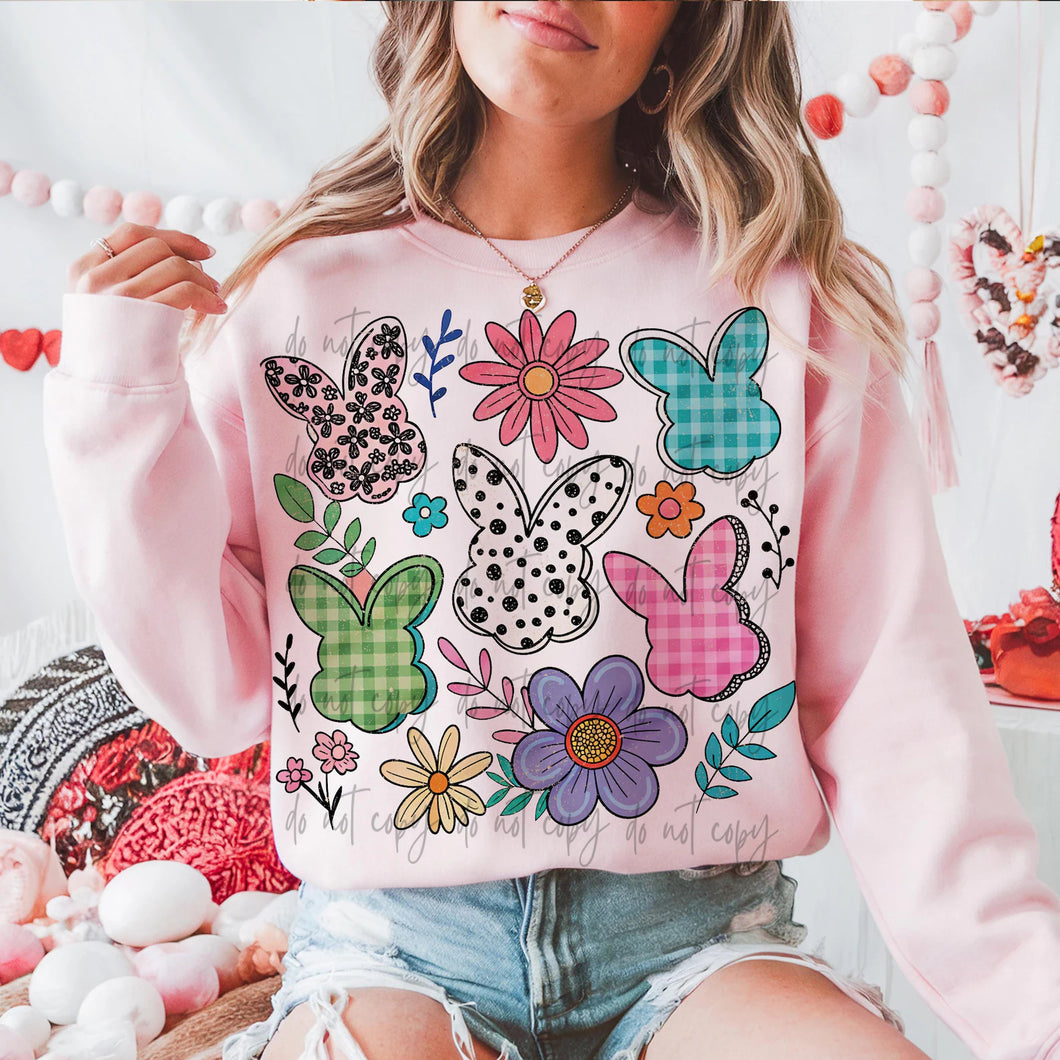 Mixed Print Bunny Heads TRANSFER