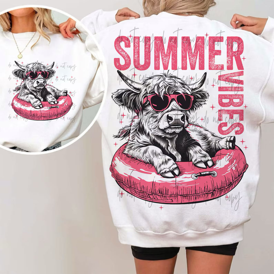 Summer Vibes Cow With Pocket TRANSFER