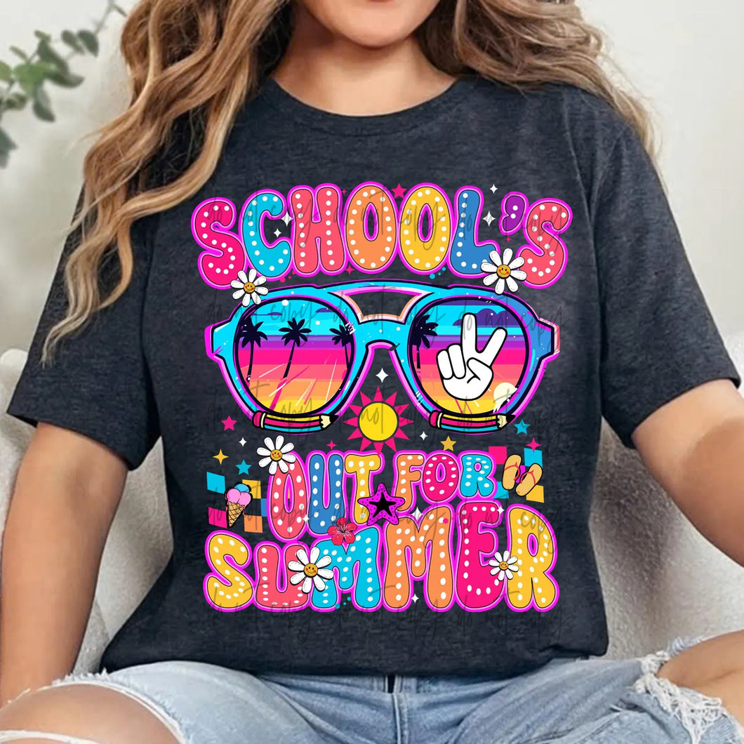 School’s Out For Summer Groovy Sunglasses TRANSFER