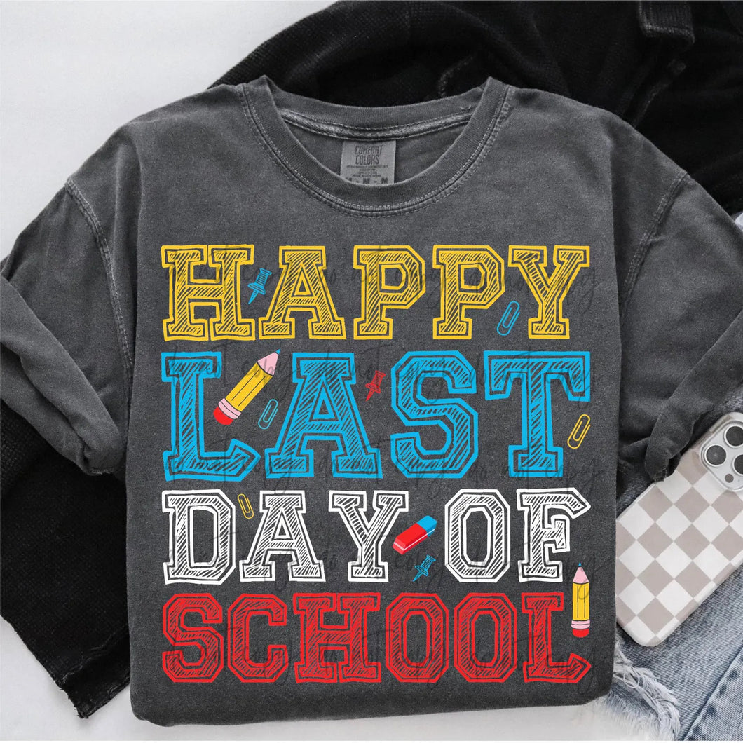 Happy Last Day of School Stripes TRANSFER