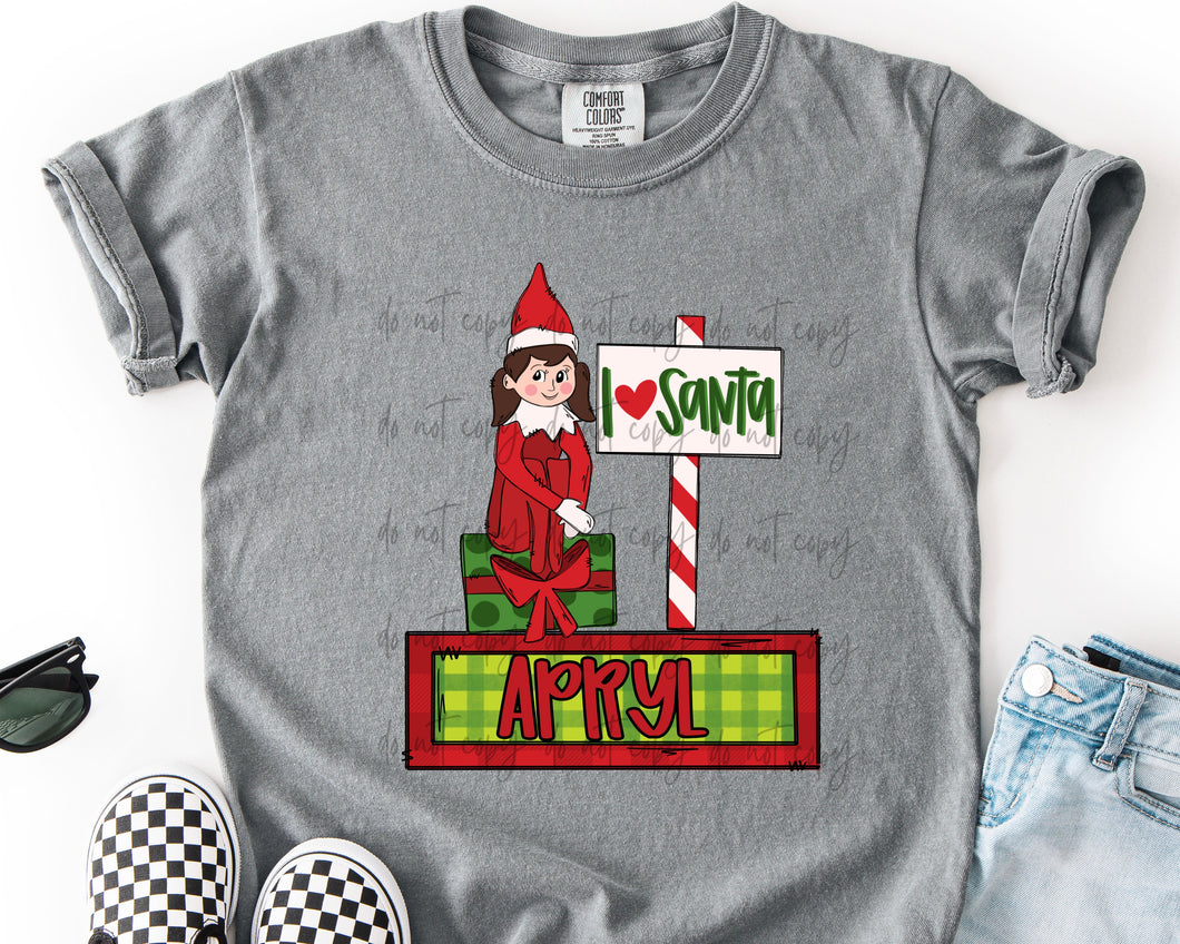 Girl Elf Brown Hair Customized Name Plate DROPDOWN DTF TRANSFER SPO DEC 25