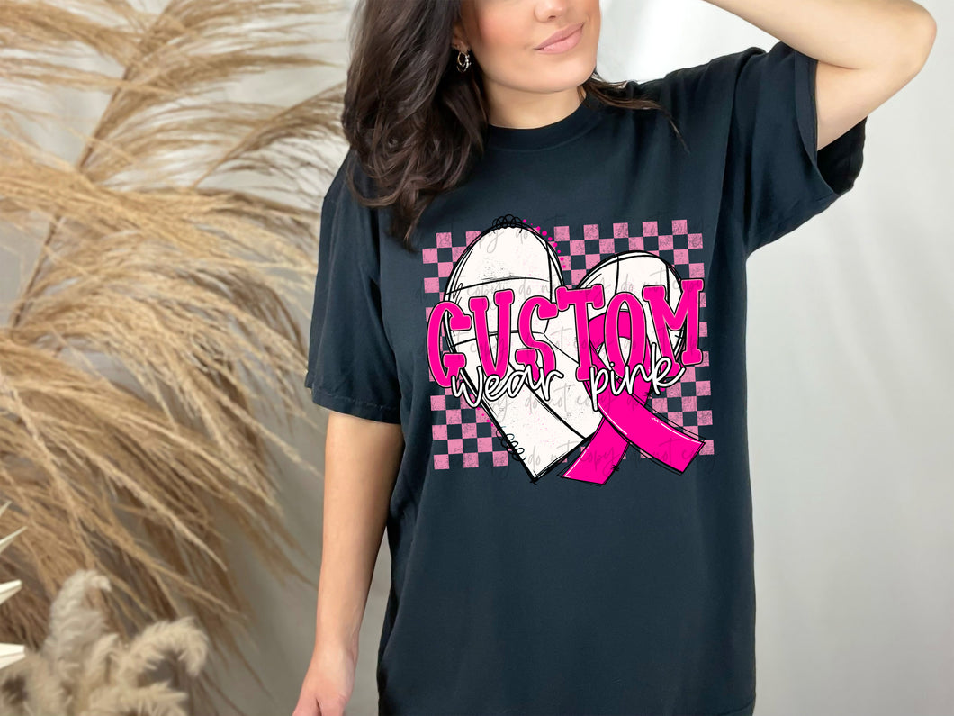 Breast Cancer Volleyball Heart Mascot CUSTOMIZED DTF Transfer