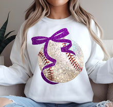 Load image into Gallery viewer, Glitter Baseball Bow Dropdown TRANSFER PARJO FEB 25
