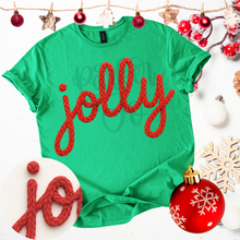 Load image into Gallery viewer, Merry Joyful Jolly Red Faux Yarn Script DROPDOWN TRANSFER PARJO OCT 25
