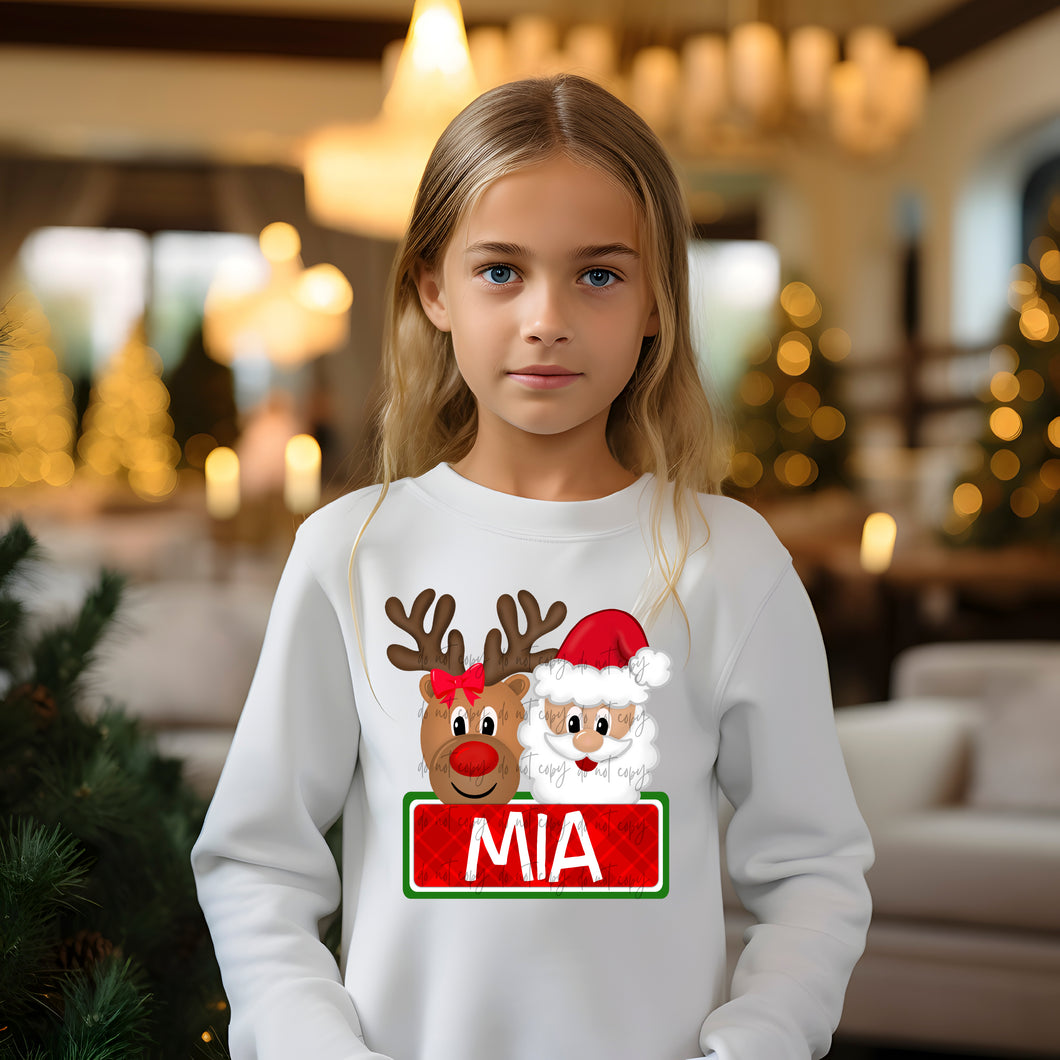 Girl Reindeer Santa- Add A Name DTF TRANSFER