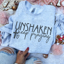 Load image into Gallery viewer, Unshaken Keep Praying Cross &amp; Heart Faux Embroidery TRANSFER HMWK OCT 25
