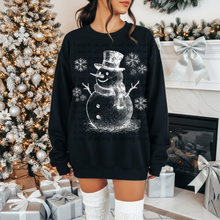 Load image into Gallery viewer, Hand Drawn Snowman Sketch With Snowflakes Color DROPDOWN TRANSFER PARJO DEC 25
