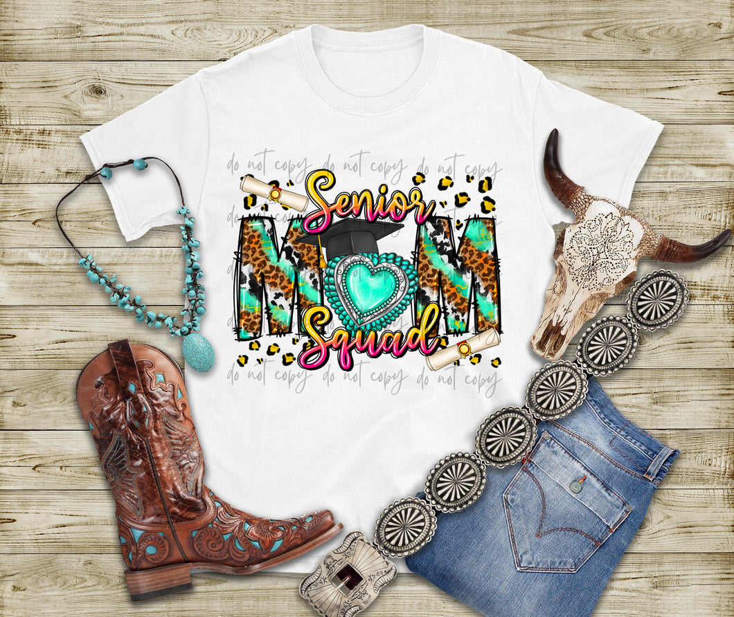 Senior Mom Squad Turquoise & Leopard TRANSFER