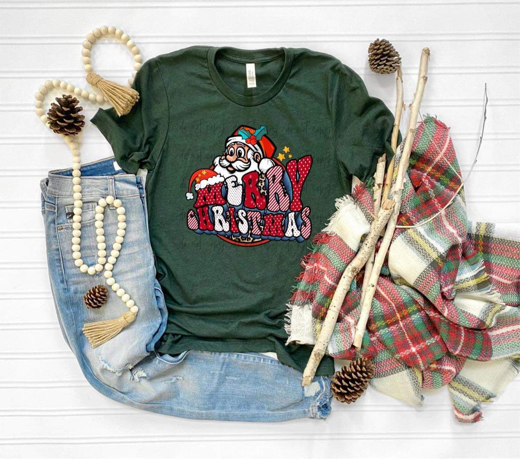 Merry Christmas Stripes & Dots TRANSFER