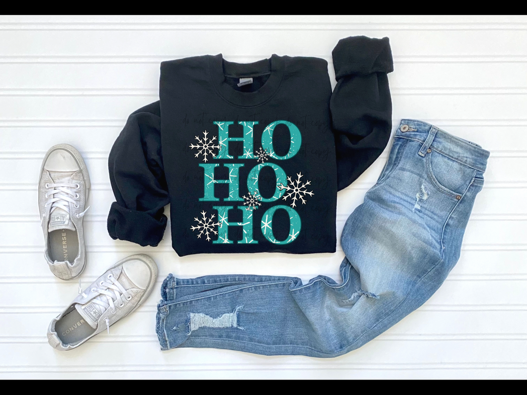 Ho Ho Ho Snowflakes Blue TRANSFER