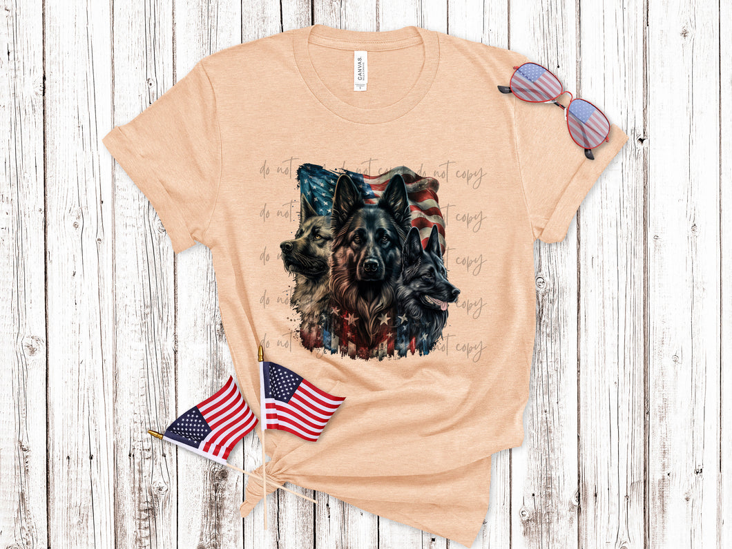 4th Of July German Sheppards 3 Colors TRANSFER