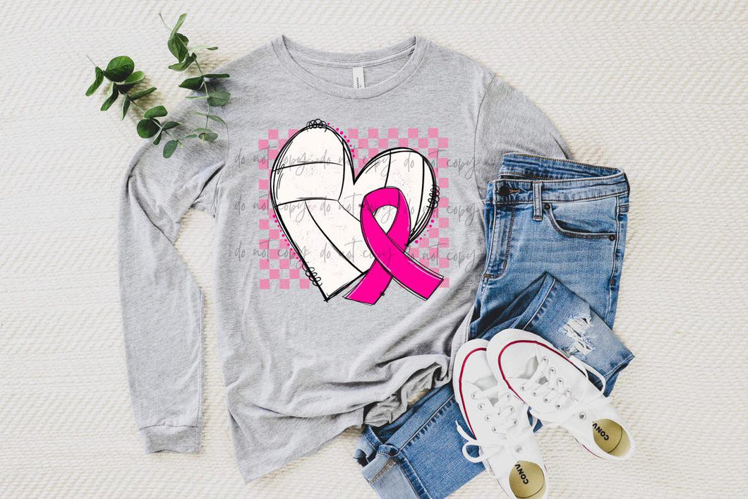 Breast Cancer Volleyball Heart TRANSFER
