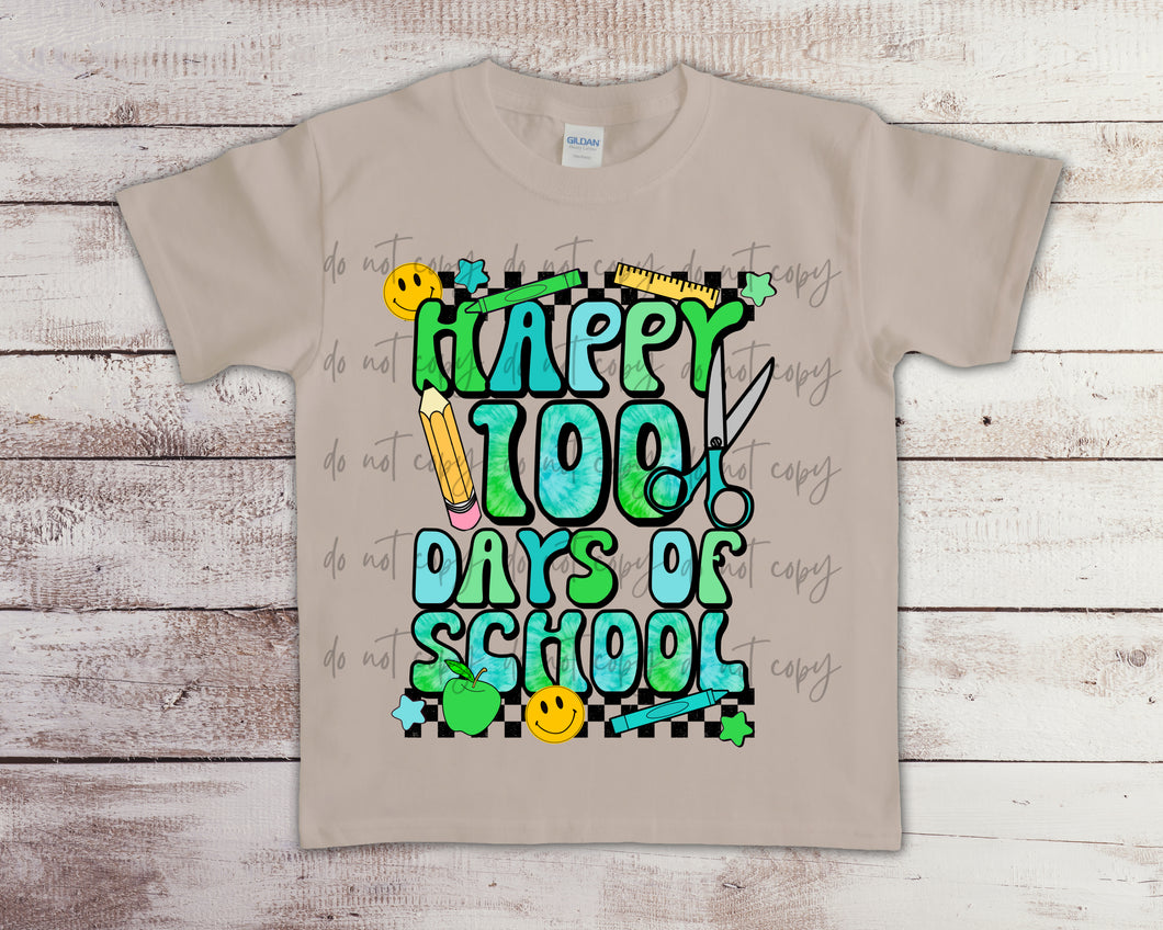 Happy 100 Days Of School Blue & Green TRANSFER