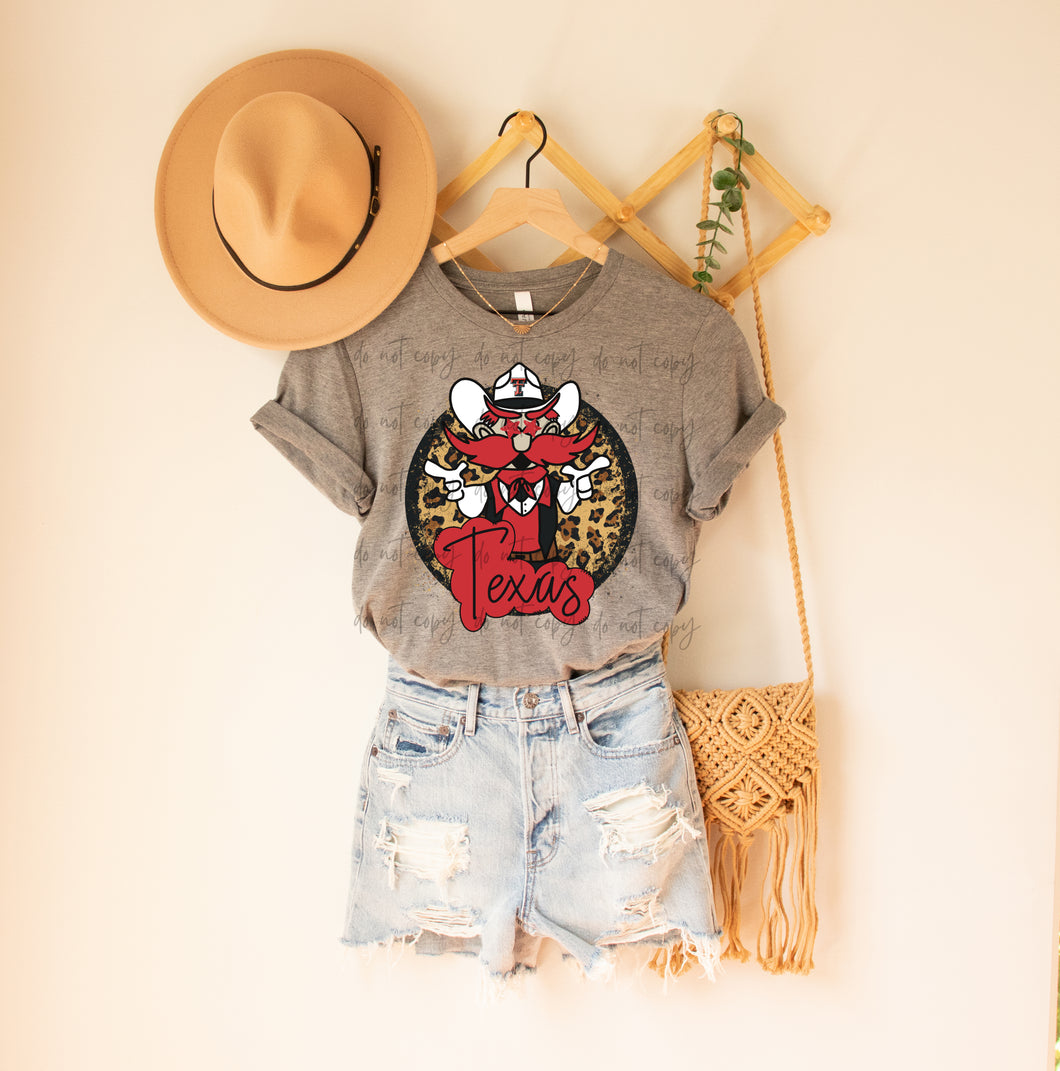 Texas Red Leopard Circle TRANSFER