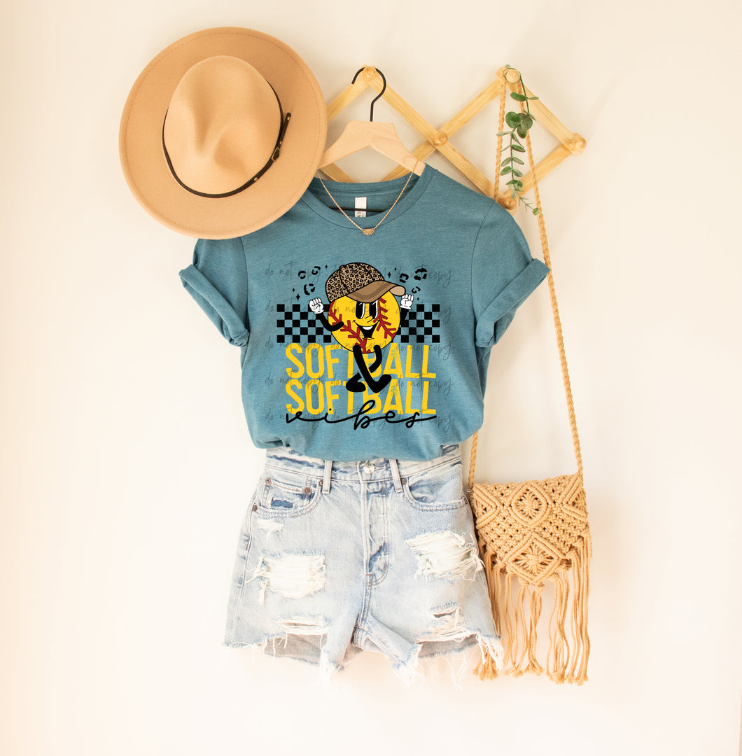 Softball Vibes Leopard Hat TRANSFER