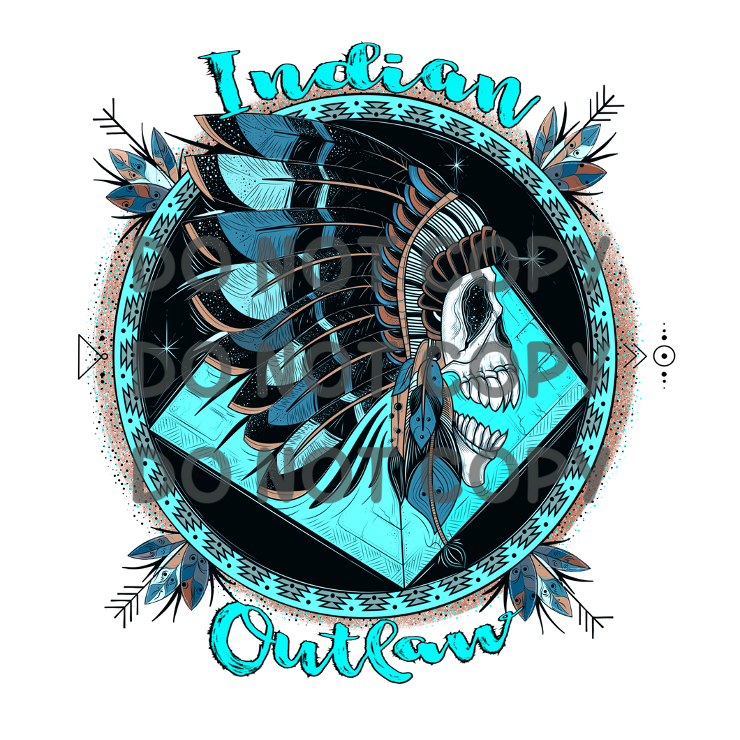 Indian Outlaw Teal Sublimation Transfer