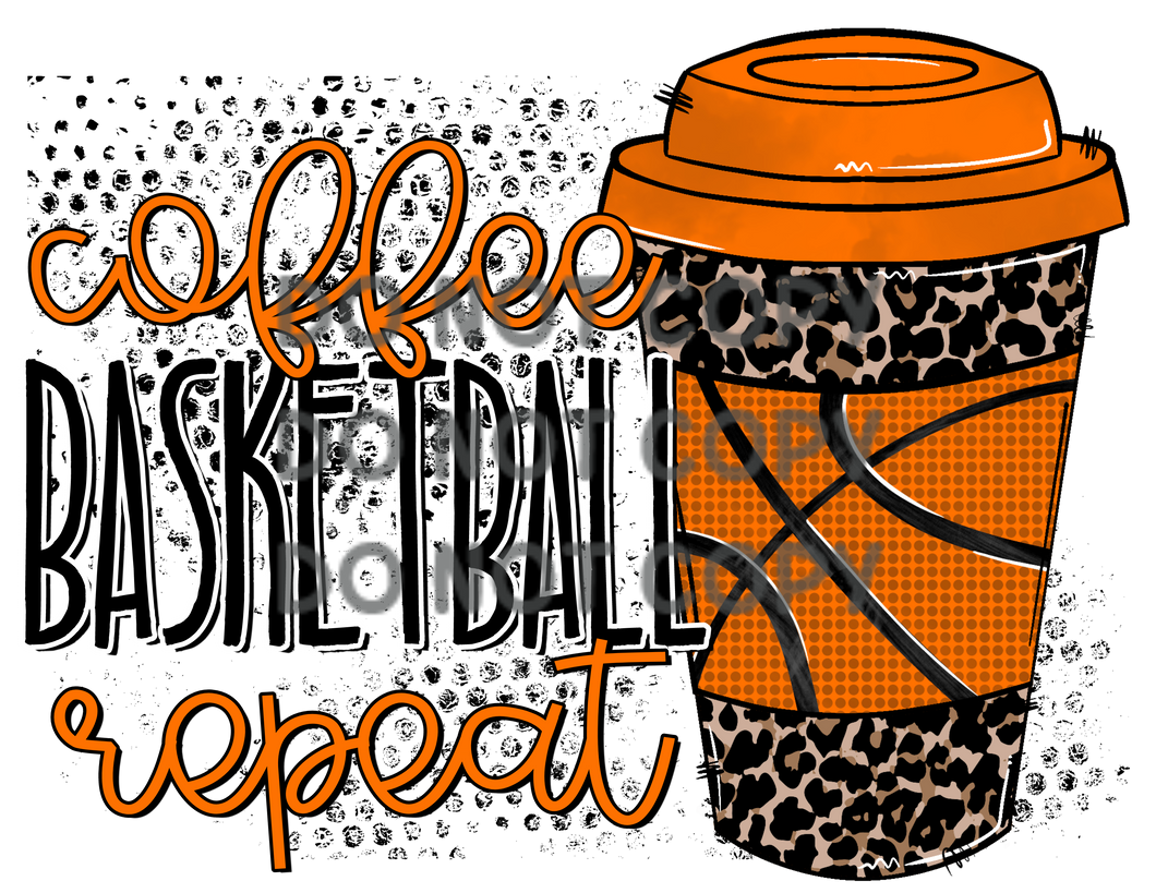 Coffee Basketball Repeat Sublimation Transfer
