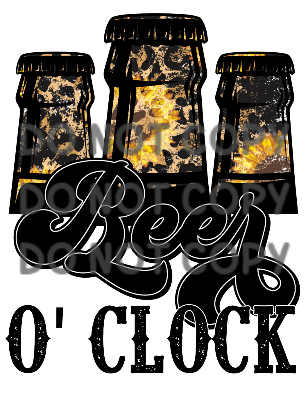 Beer O' Clock Leopard Long Neck Bottles Sublimation Transfer