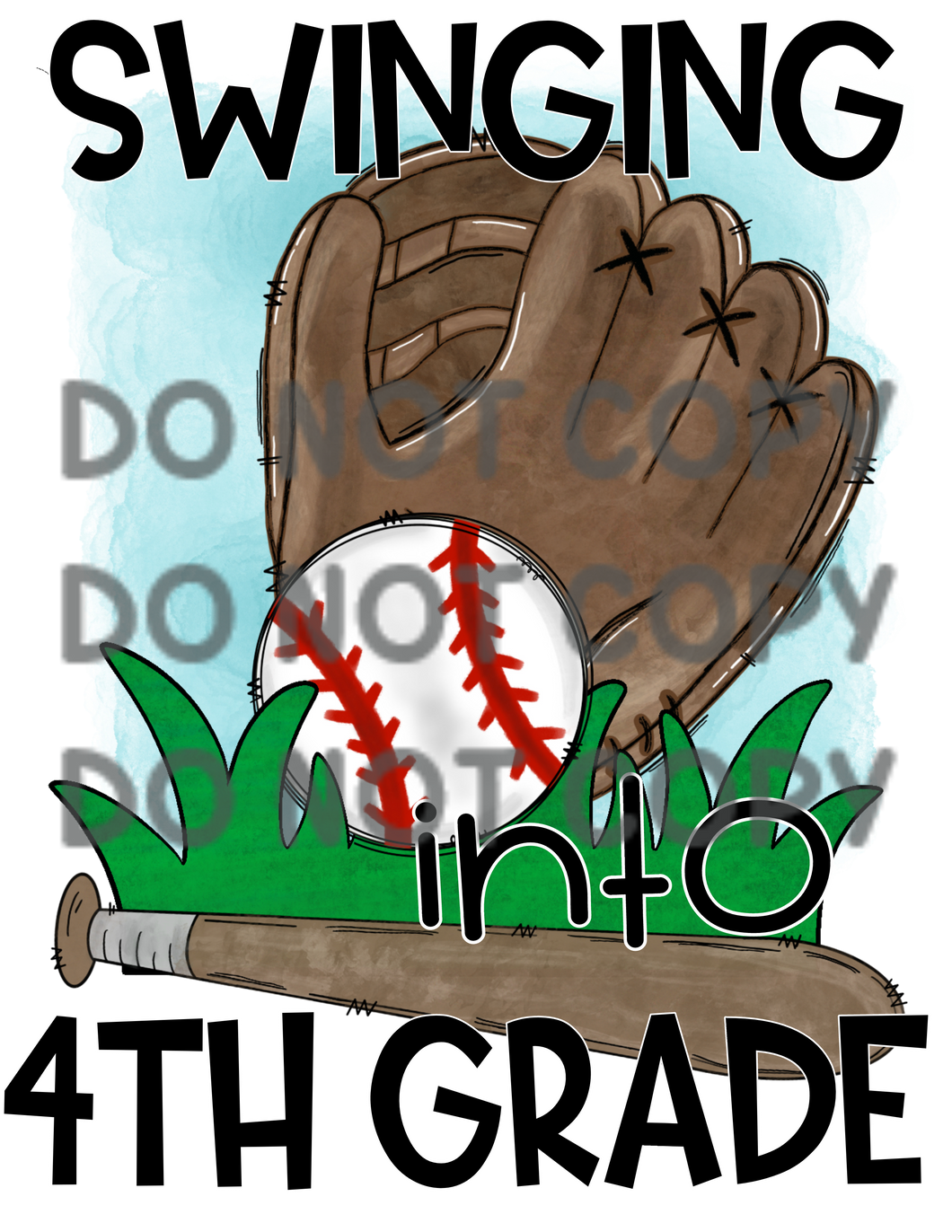 Swinging Into 4th Grade Baseball Glove Bat Sublimation Transfer